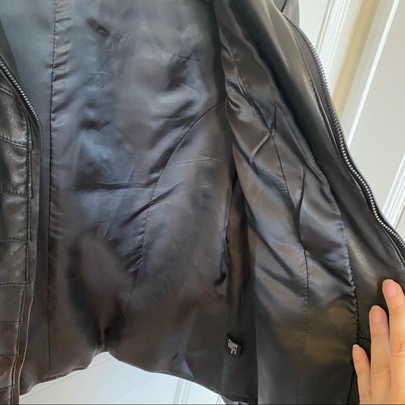 Saks Fifth Avenue Black Leather Jacket XL - Picture 5 of 8